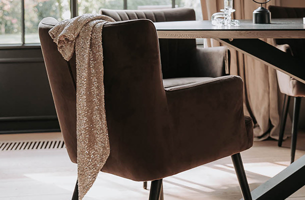 Eetkamerstoel velvet met armleuning