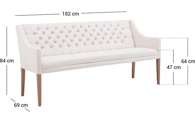 Goossens eetbank pearl wit stof - 8121736-99