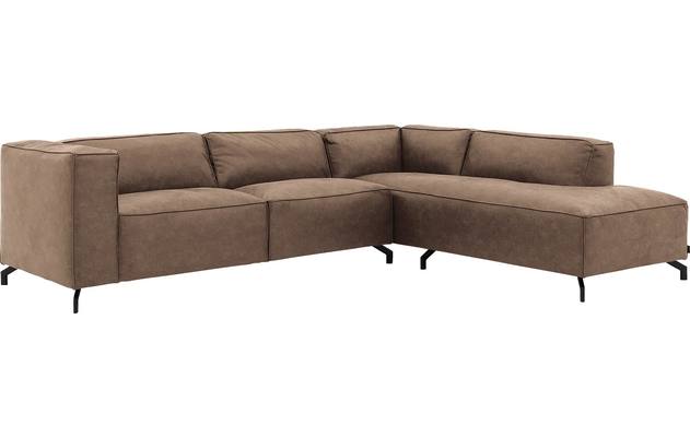 Goossens hoeksalon calvin bruin micro leer - 8190066-627-02-gespiegeld