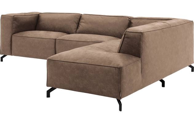 Goossens hoeksalon calvin bruin micro leer - 8190066-627-03-gespiegeld