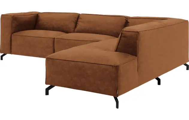 Goossens hoeksalon calvin bruin micro leer - 8190066-633-03-gespiegeld