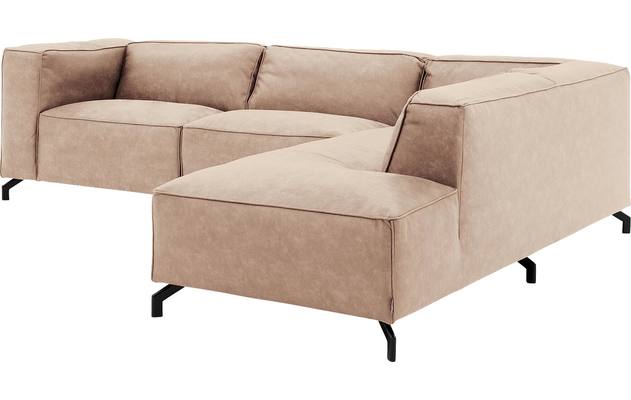 Goossens hoeksalon calvin beige micro leer - 8190066-637-03-gespiegeld
