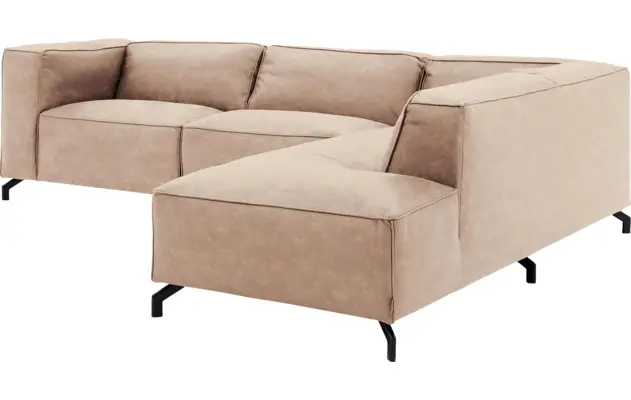 Goossens hoeksalon calvin beige micro leer - 8190066-637-03-gespiegeld