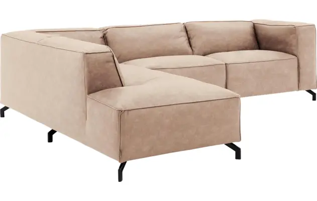 Goossens hoeksalon calvin beige micro leer - 8190066-637-03