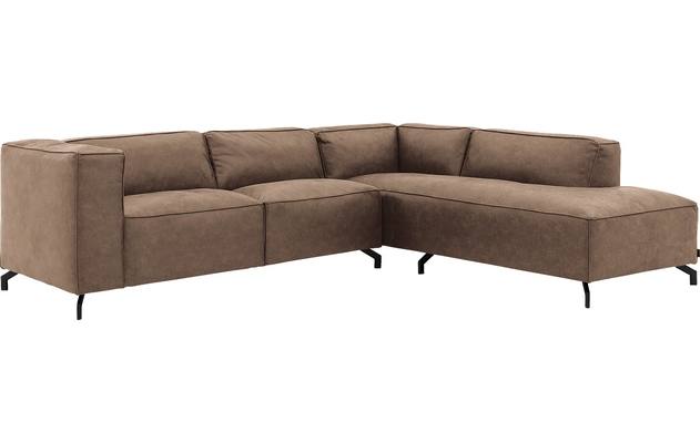 Goossens hoeksalon calvin bruin micro leer - 8190317-627-02-gespiegeld