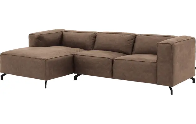 Goossens loungebank calvin bruin micro leer - 8190318-627-02-gespiegeld