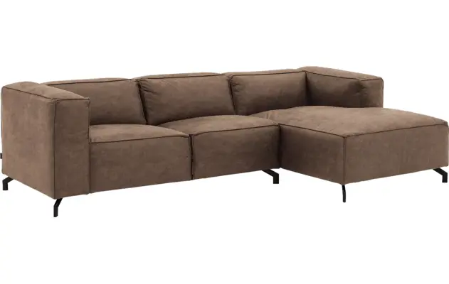 Goossens loungebank calvin bruin micro leer - 8190318-627-02
