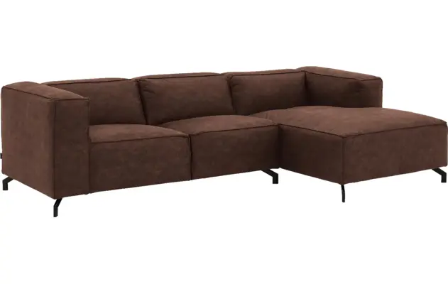 Goossens loungebank calvin bruin micro leer - 8190318-631-02