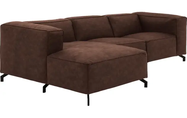 Goossens loungebank calvin bruin micro leer - 8190318-631-03-gespiegeld