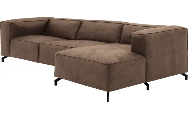 Goossens loungebank calvin bruin micro leer - 8190319-627-03