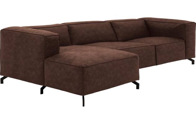 Goossens loungebank calvin bruin micro leer - 8190319-631-03-gespiegeld