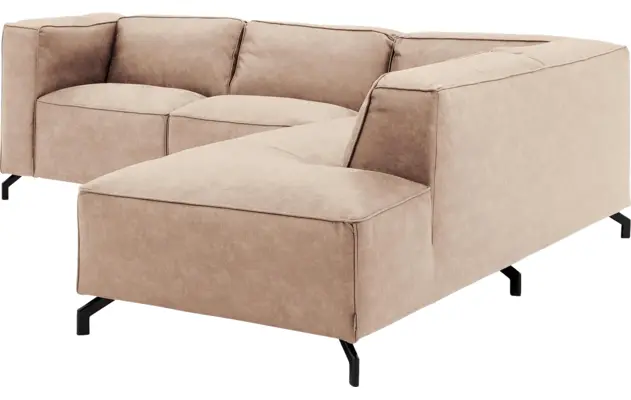 Goossens hoeksalon calvin beige micro leer - 8190320-637-03-gespiegeld