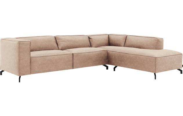 Goossens hoeksalon calvin beige micro leer - 8190321-637-02-gespiegeld