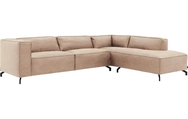 Goossens hoeksalon calvin beige micro leer - 8190321-637-02-gespiegeld