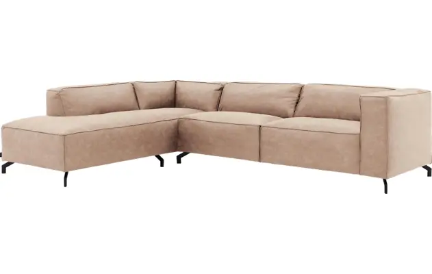 Goossens hoeksalon calvin beige micro leer - 8190321-637-02