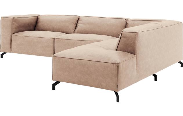 Goossens hoeksalon calvin beige micro leer - 8190321-637-03-gespiegeld