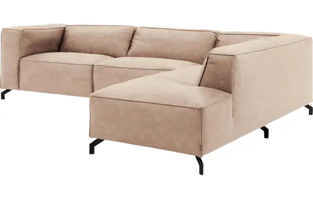 Goossens hoeksalon calvin beige micro leer - 8190321-637-03-gespiegeld