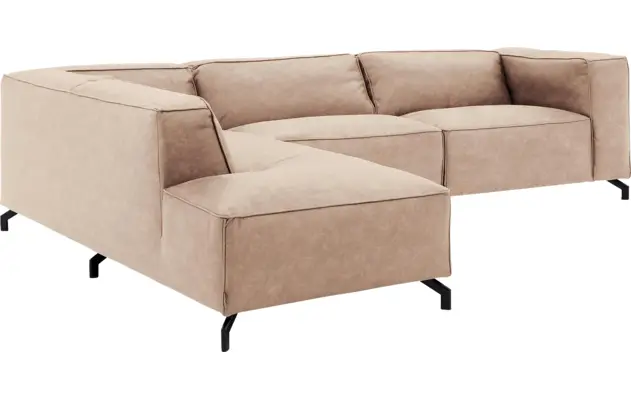 Goossens hoeksalon calvin beige micro leer - 8190321-637-03