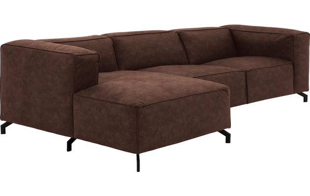 Goossens loungebank calvin bruin micro leer - 8190322-631-03-gespiegeld