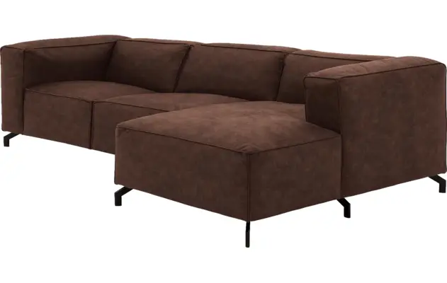 Goossens loungebank calvin bruin micro leer - 8190322-631-03