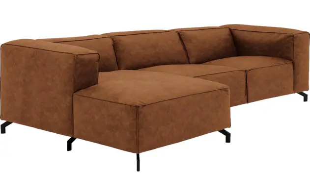 Goossens loungebank calvin bruin micro leer - 8190322-633-03-gespiegeld