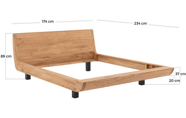 Goossens excellent bedframe denzo blank eiken - 8200340-07-afmeting-160x200