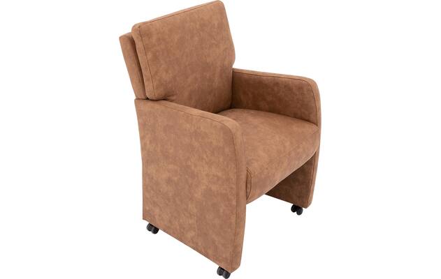 Goossens eetkamerstoel leen bruin microvezel - 8210233-03
