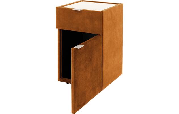Goossens nachtkastje briljant luxe bruin stof - 8211871-A-03