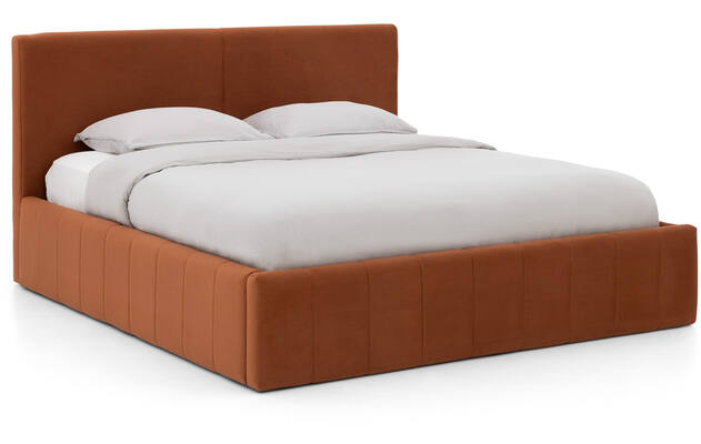 Goossens bedframe carte oranje stof - 8231026-goossens-carte-bedframe-microvezel-01