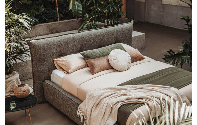 Goossens gestoffeerd bedframe bolzano bruin stof - 8234743-25