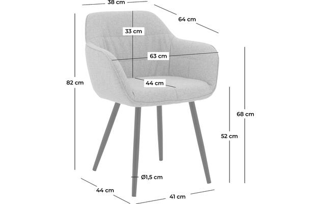 Goossens basic eetkamerstoel lize beige stof - 8235237-goossens-basic-lize-eetkamerstoel-stof-grijs-50