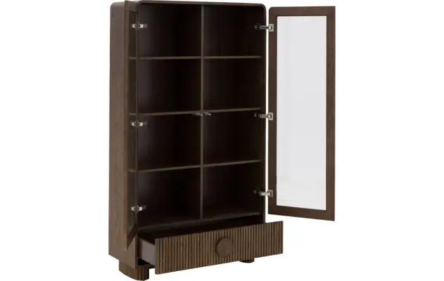 Goossens basic vitrinekast melani bruin eiken - 8243327-goossens-basic-melani-vitrinekast-eiken-04