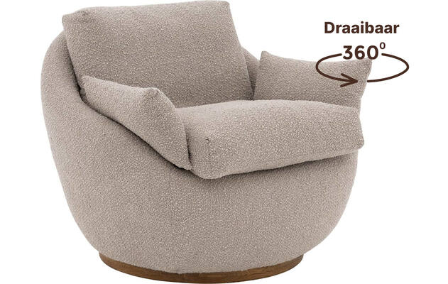 Goossens draaifauteuil lazy bruin stof - 8244531-goossens-lazy-fauteuil-stof-99