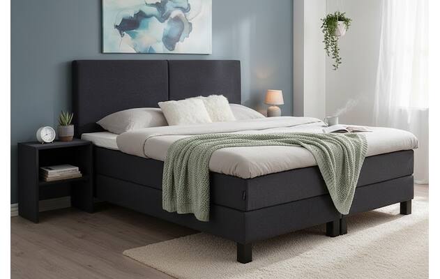 Goossens boxspring compleet gs 180 compleet grijs stof - 8252119-goossens-gs-180-boxspring-stof-99