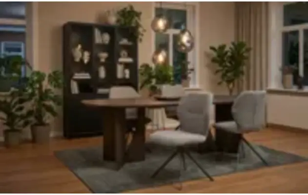 Goossens vitrinekast valencia zwart melamine - 8252936-goossens-slim-eettafel-eiken-bruin-02