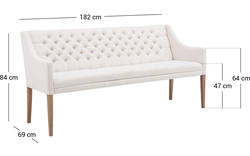 Goossens eetbank pearl wit stof - 8121736-01