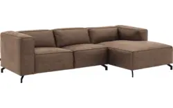 Goossens loungebank calvin bruin micro leer - 8190318-627-01