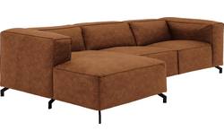 Goossens loungebank calvin bruin micro leer - 8190322-633-02-gespiegeld