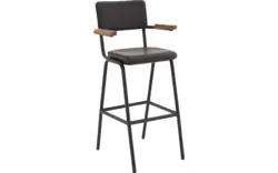 Goossens barkruk chaplin grijs leer - 8196002-02