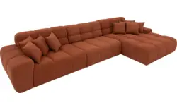 Goossens excellent loungebank kubus bruin stof - 8234719-gespiegeld-11