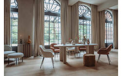 Goossens eetkamerstoel briggen beige stof - 8244031-goossens-julan-eettafel-natuursteen-01
